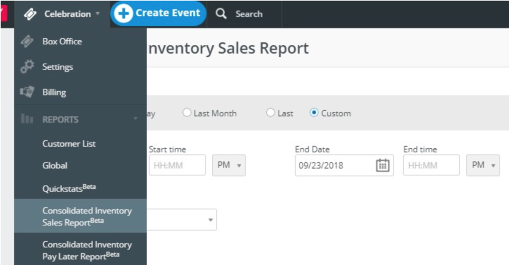 Click on Consolidated Inventory Sales Report