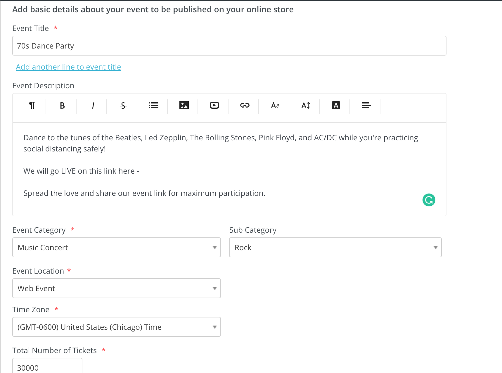Update Virtual Event Details
